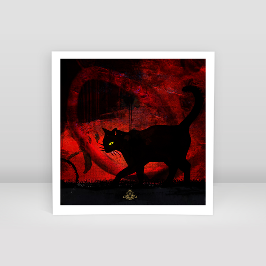 Black Cat How Many 10 - Art Print