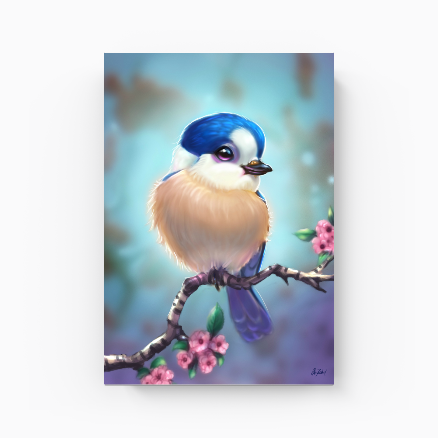 Blue-headed bird - Canvas Painting