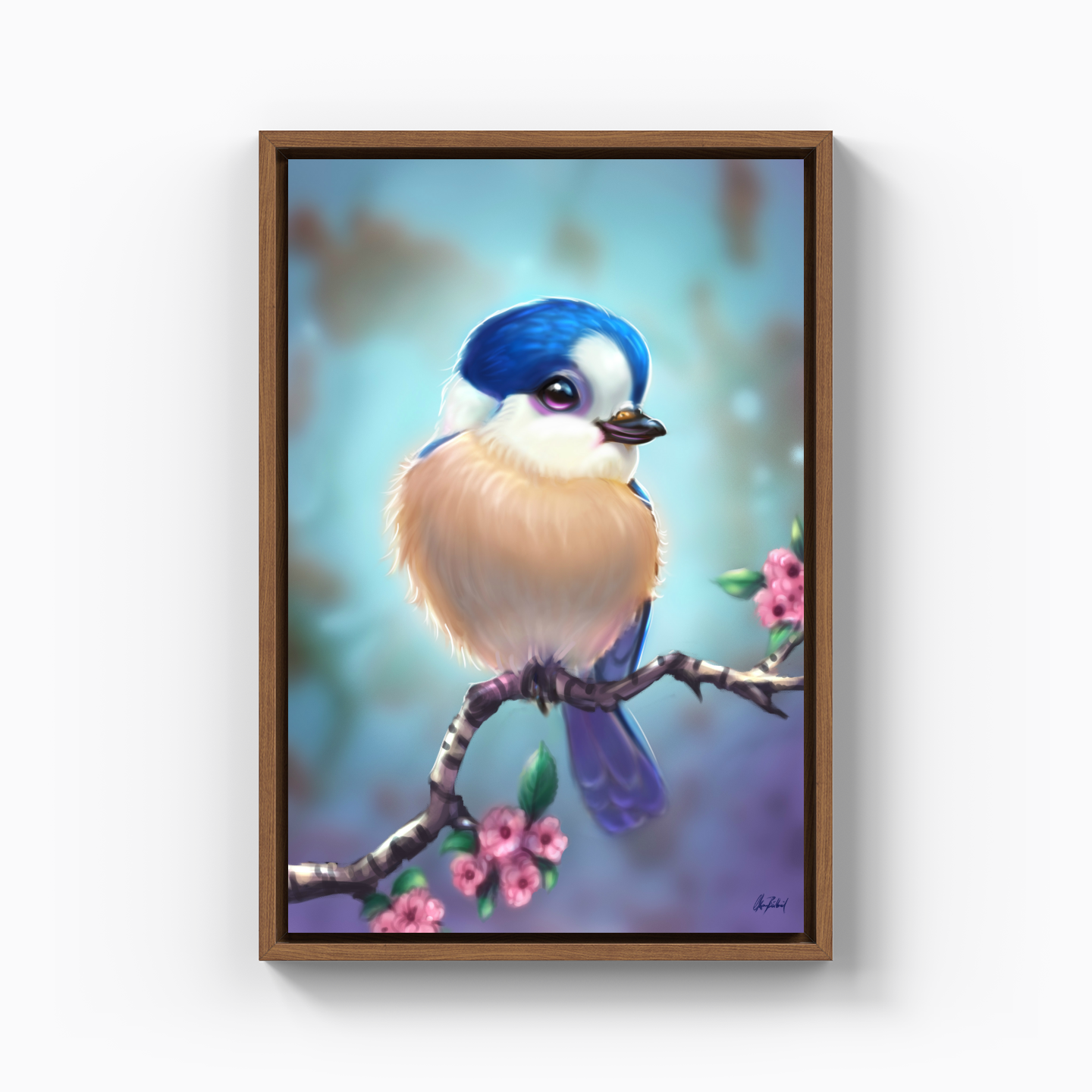 Blue-headed bird - Canvas Painting