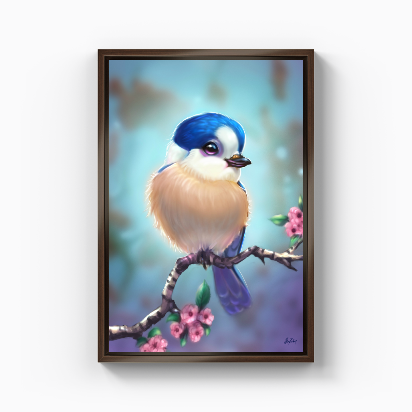 Blue-headed bird - Canvas Painting