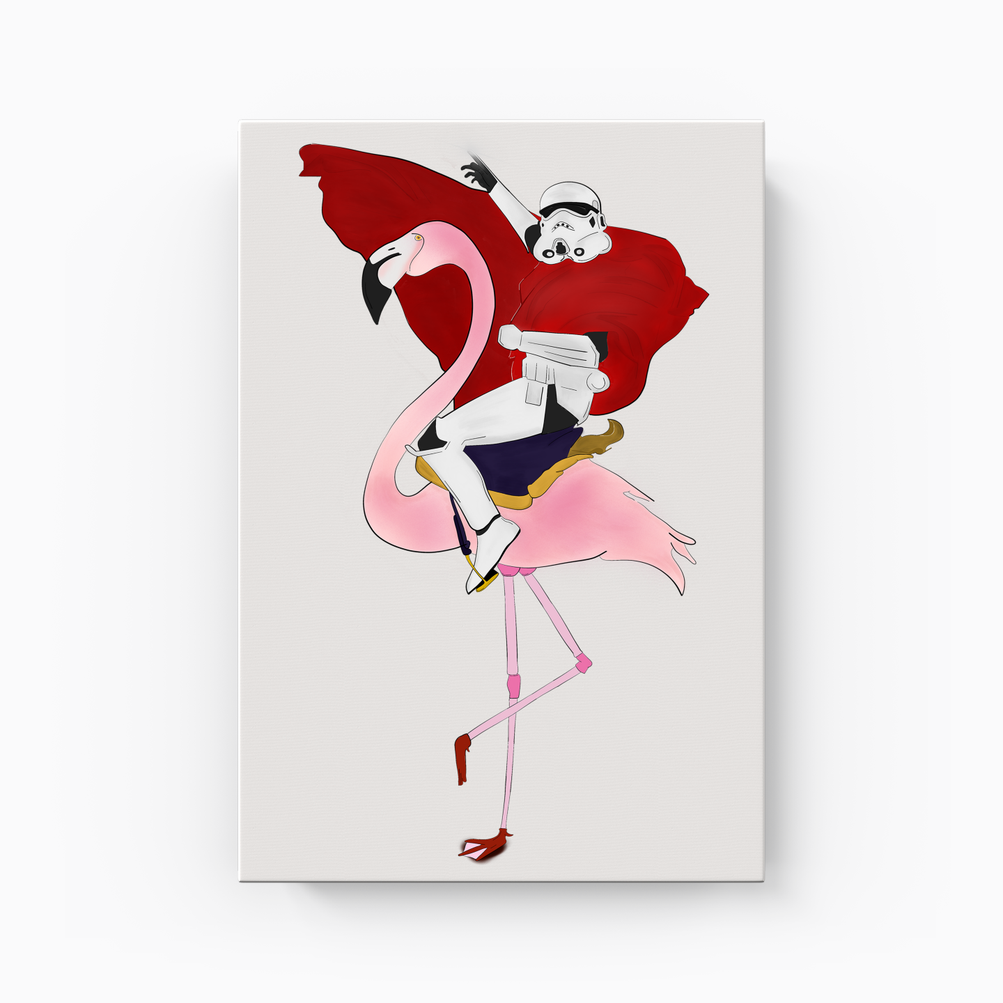 Stromtrooper and Flamingo - Canvas Print