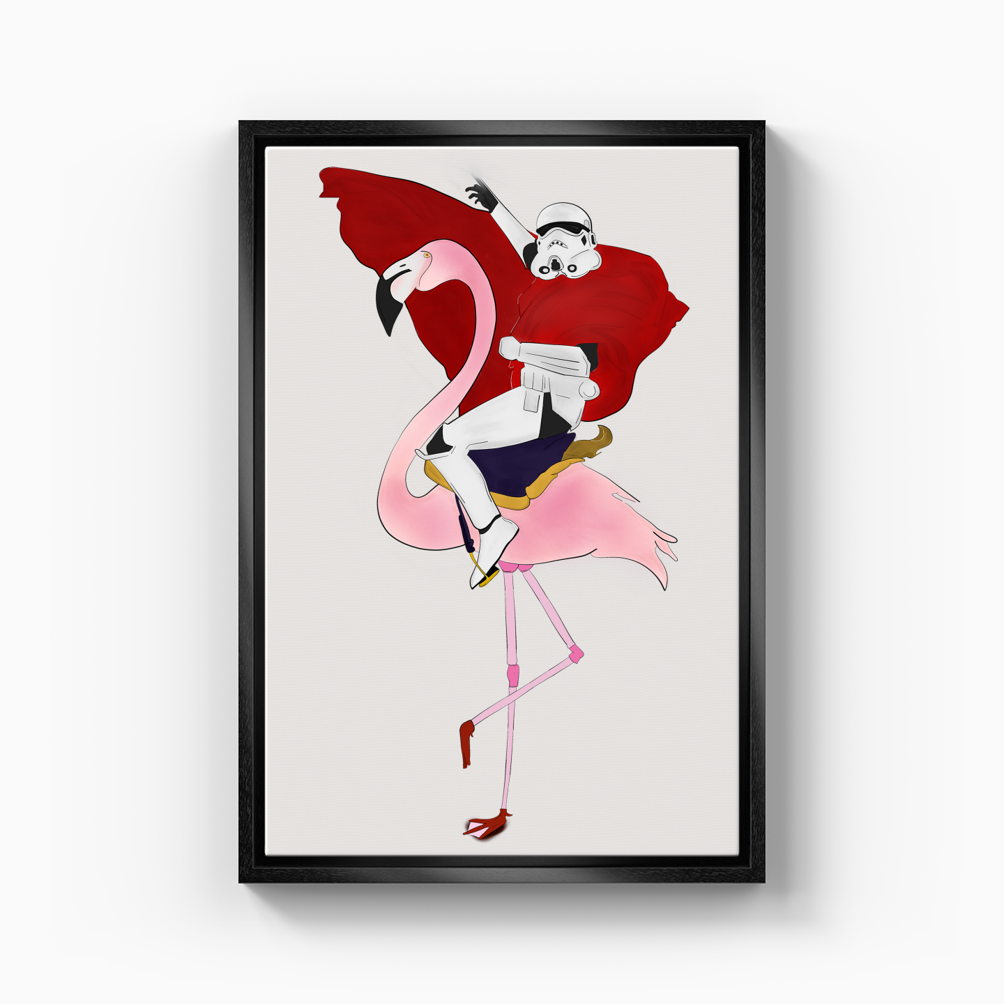 Stromtrooper and Flamingo - Canvas Print