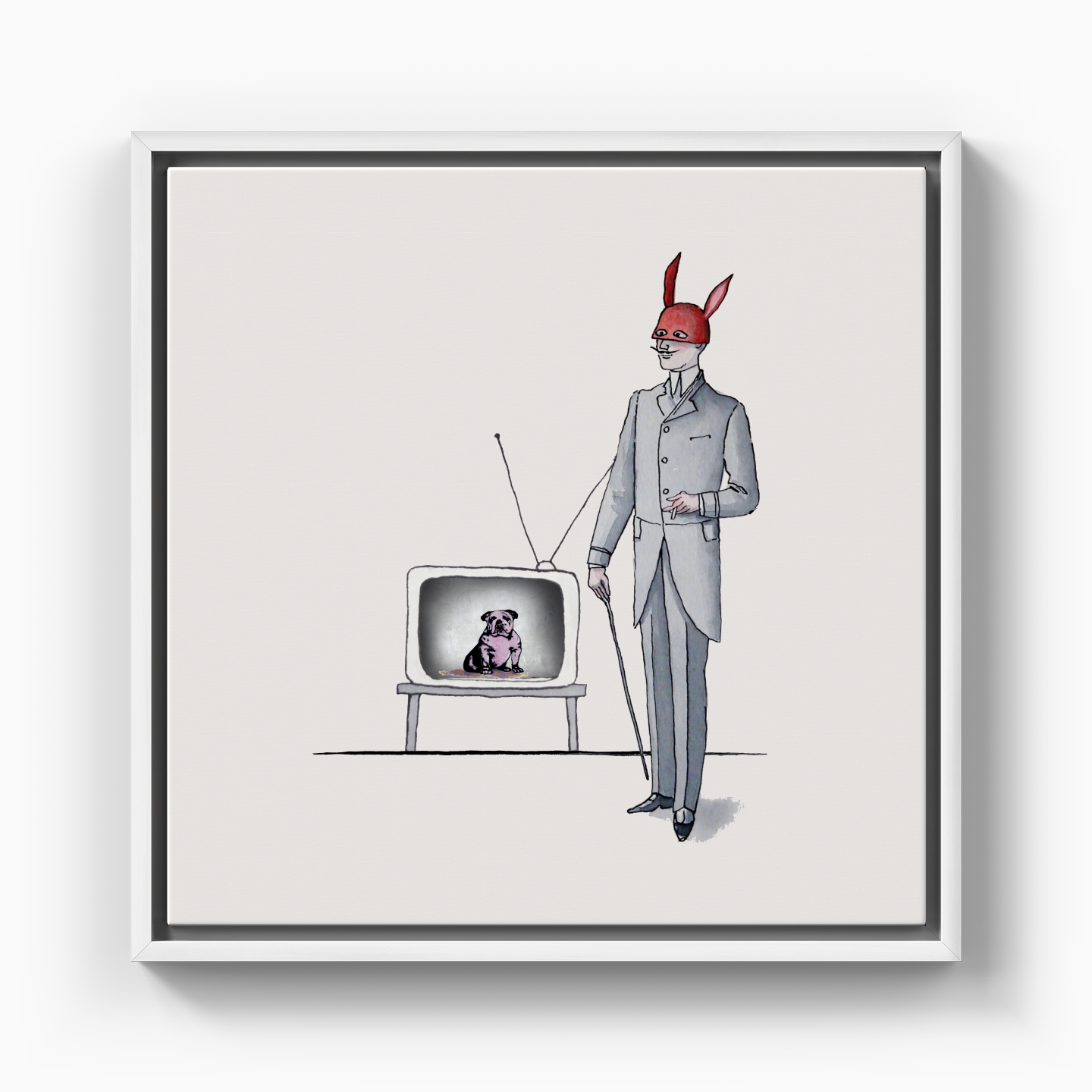 Mr Red and Doggy TV - Canvas Print