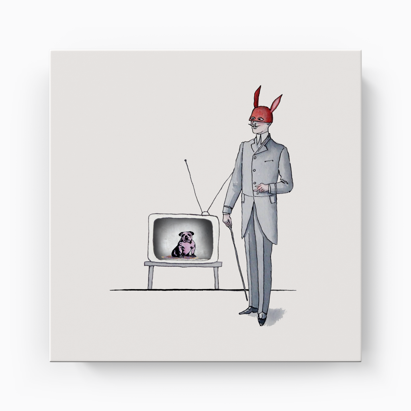 Mr Red and Doggy TV - Canvas Print