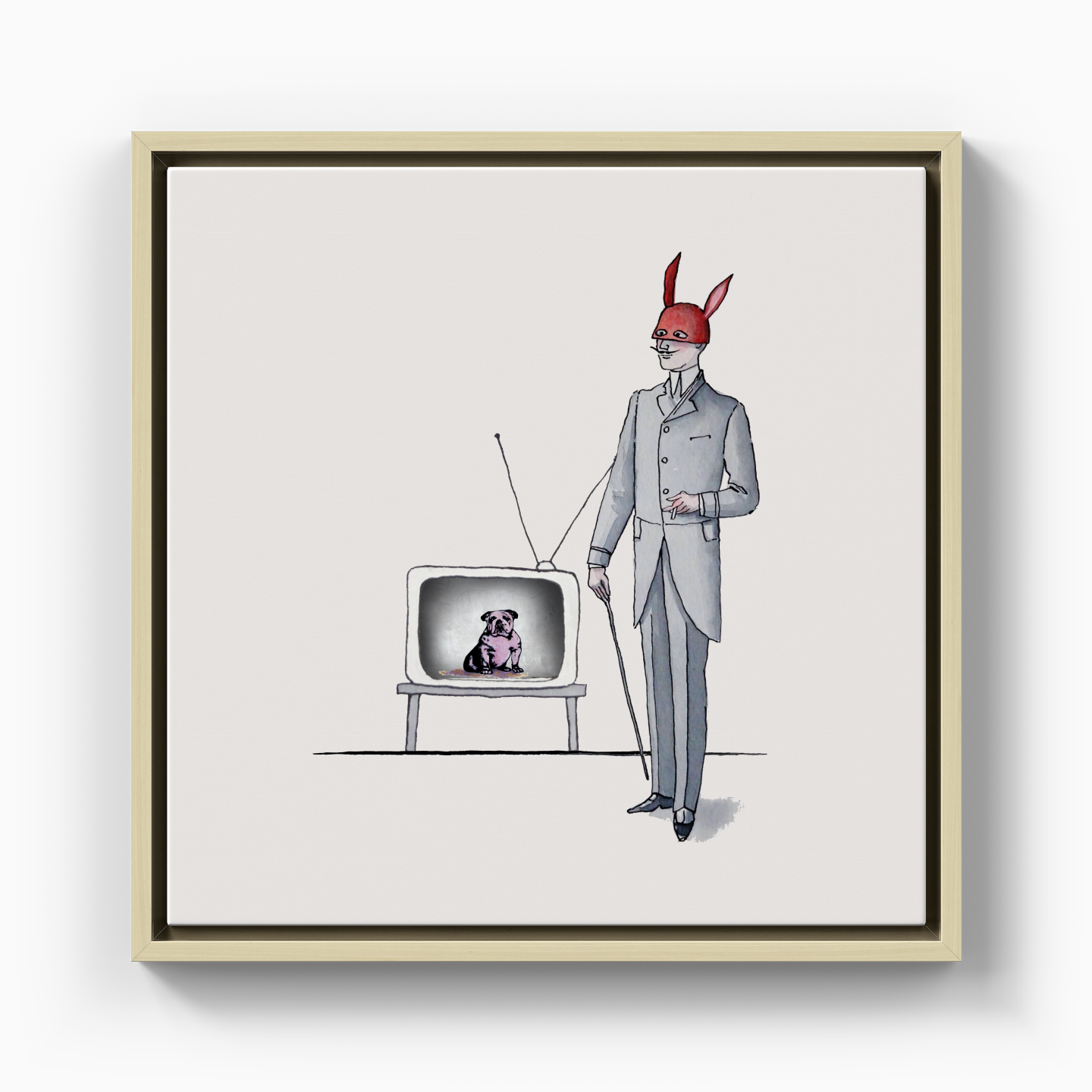 Mr Red and Doggy TV - Canvas Print