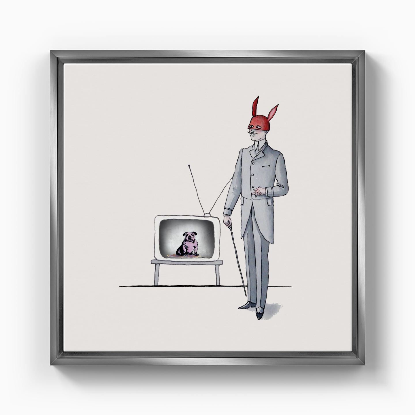 Mr Red and Doggy TV - Canvas Print