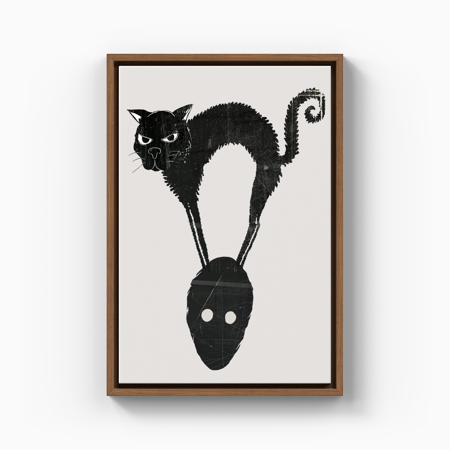 Angry Ugly Cat on the Man's Head - Canvas Painting