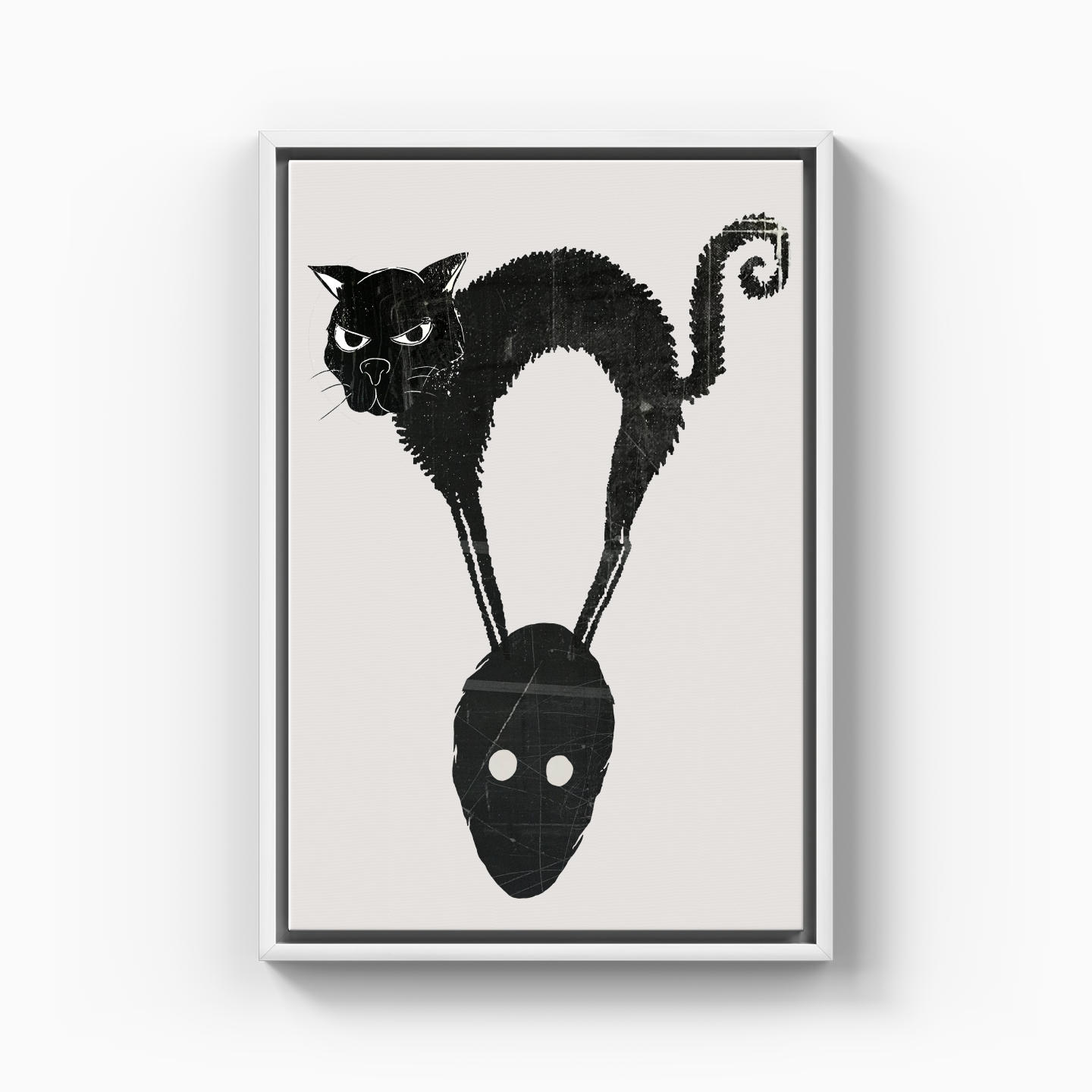 Angry Ugly Cat on the Man's Head - Canvas Painting