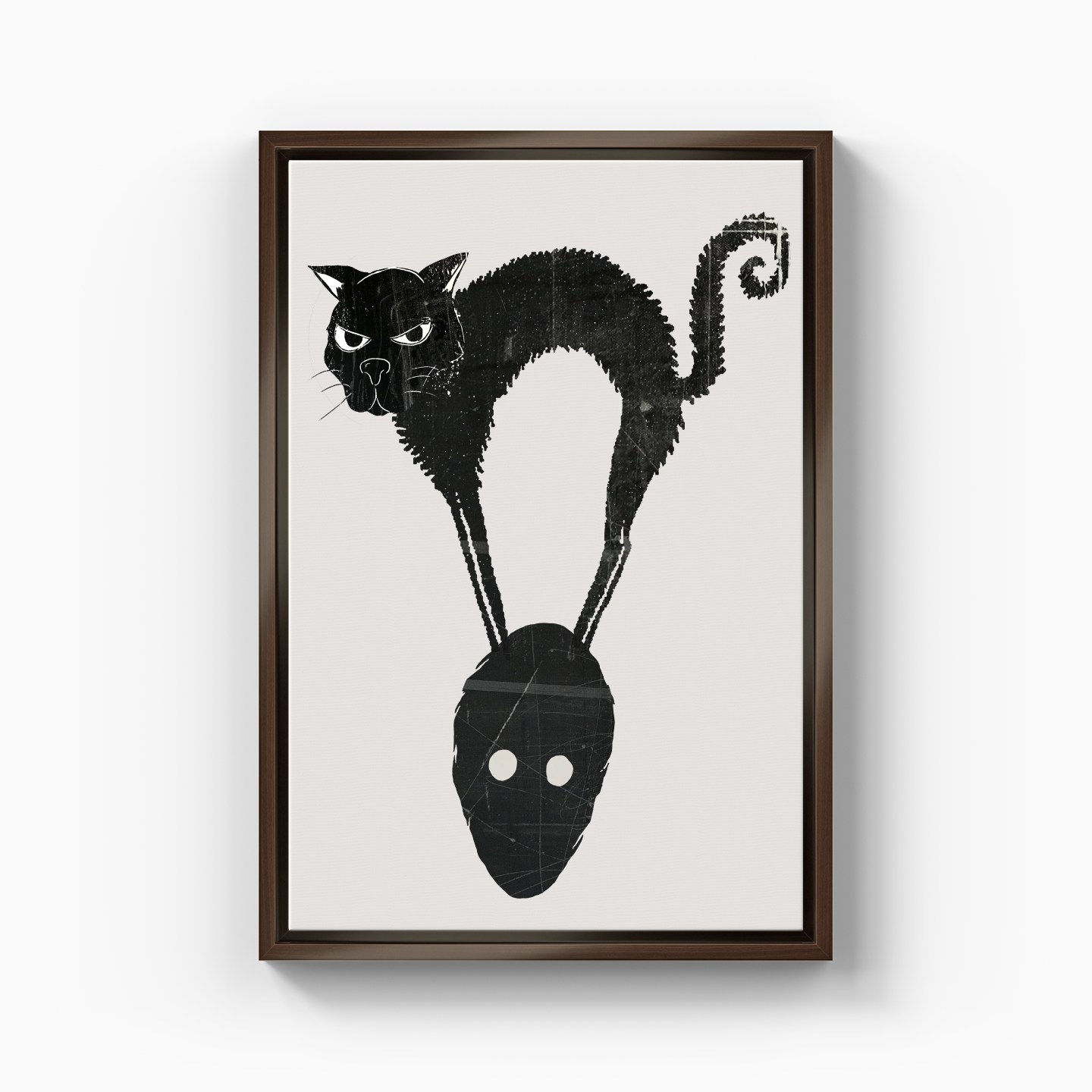 Angry Ugly Cat on the Man's Head - Canvas Painting