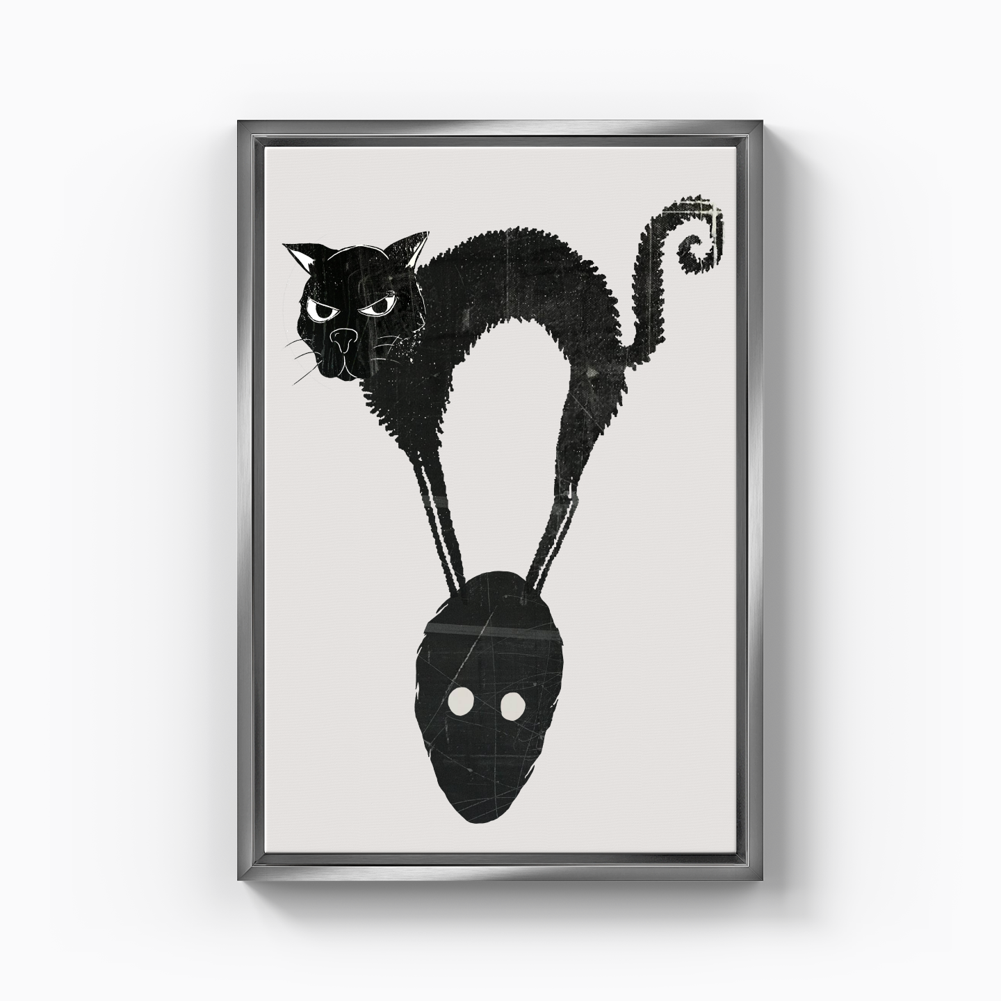 Angry Ugly Cat on the Man's Head - Canvas Painting