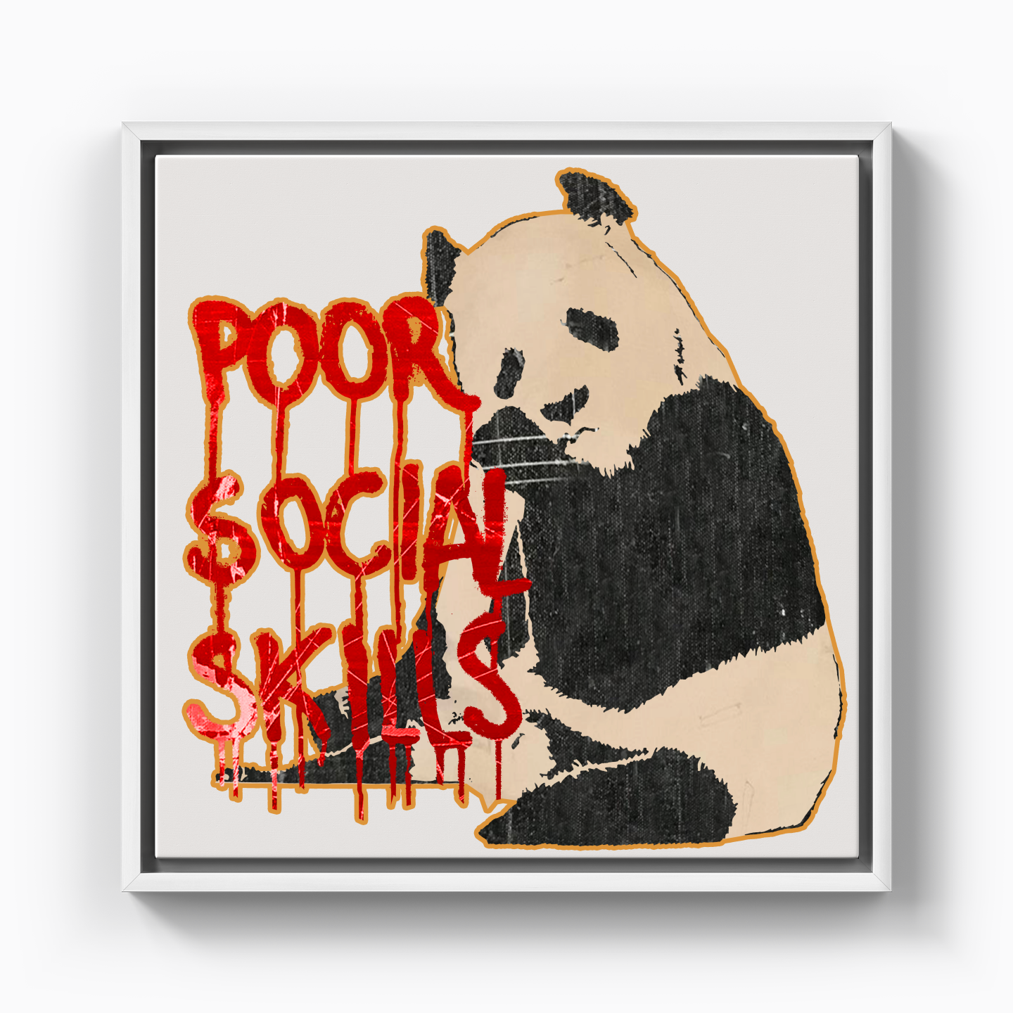 Social Distressed panda - Canvas Print