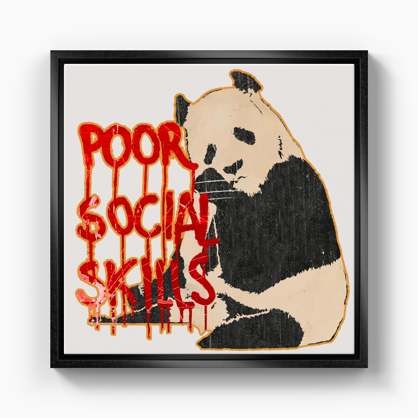 Social Distressed panda - Canvas Print