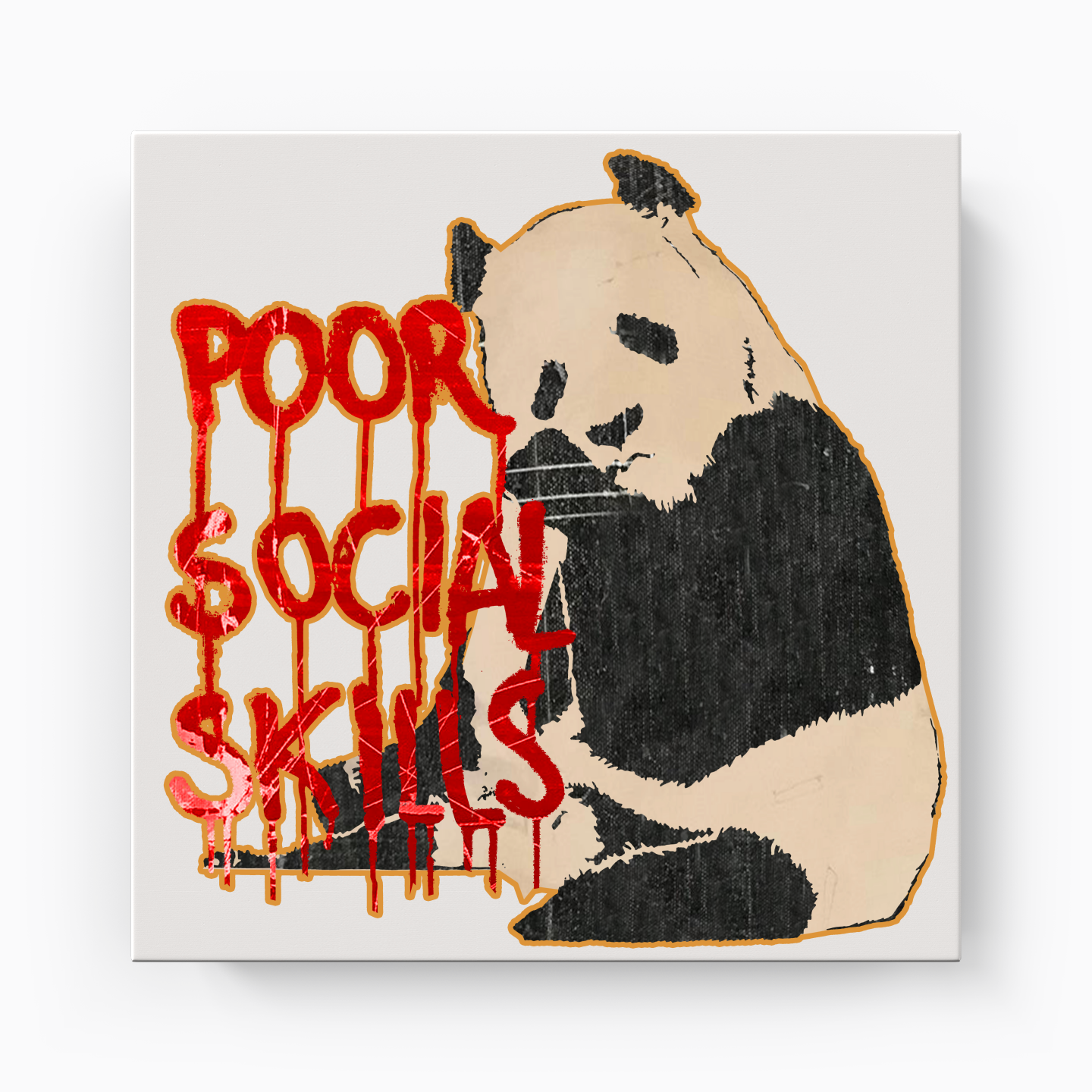 Social Distressed panda - Canvas Print