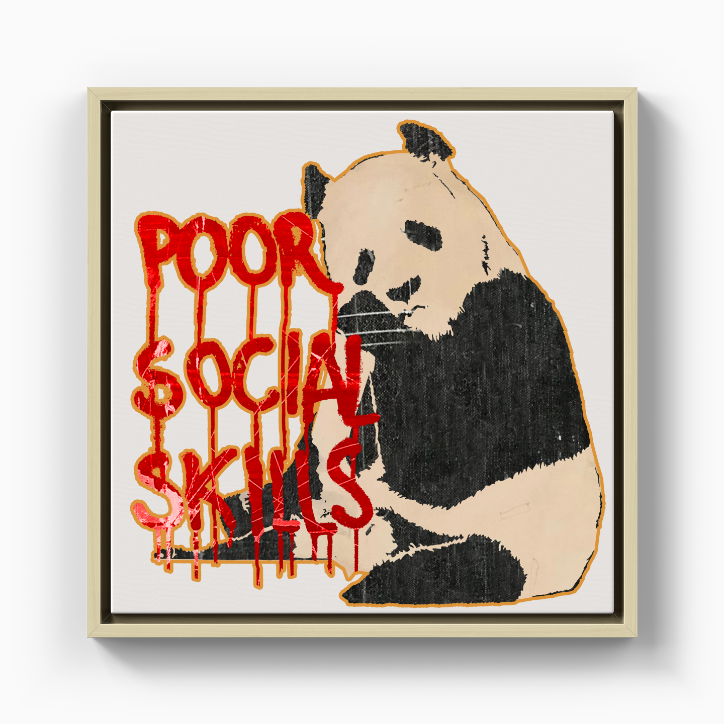 Social Distressed panda - Canvas Print