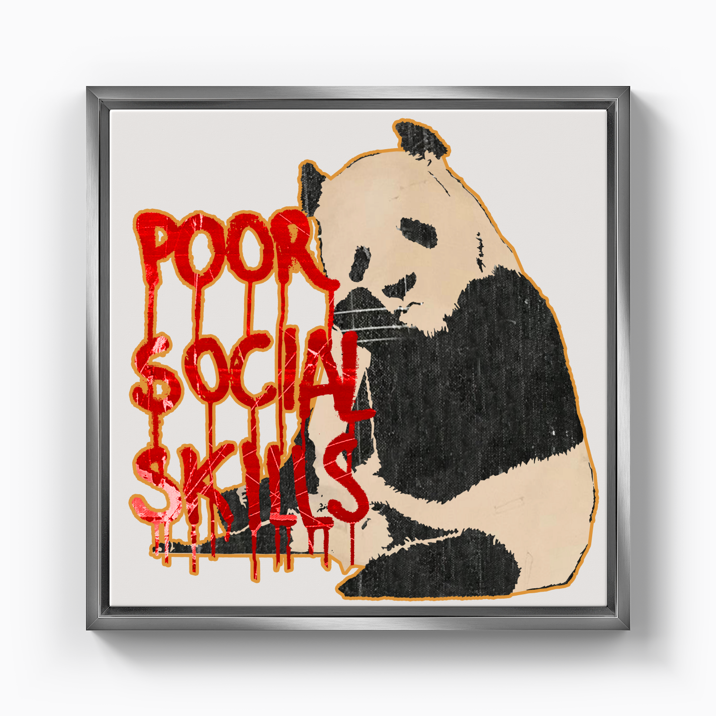 Social Distressed panda - Canvas Print